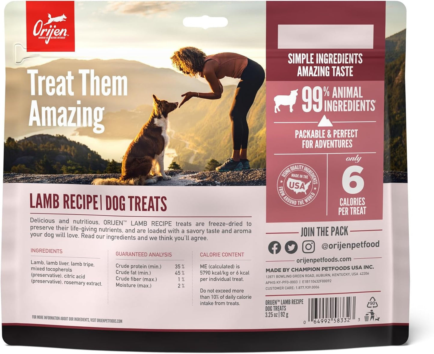 Orijen Lamb Freeze Dried Dog Treats (3.25oz)