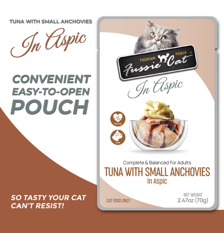 Fussie Cat Pouch - Tuna with Small Anchovies in Aspic (2.47oz)