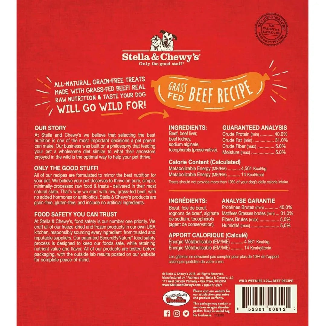 Stella & Chewy’s Freeze Dried Wild Weenies Beef Dog Treats (3.25oz)