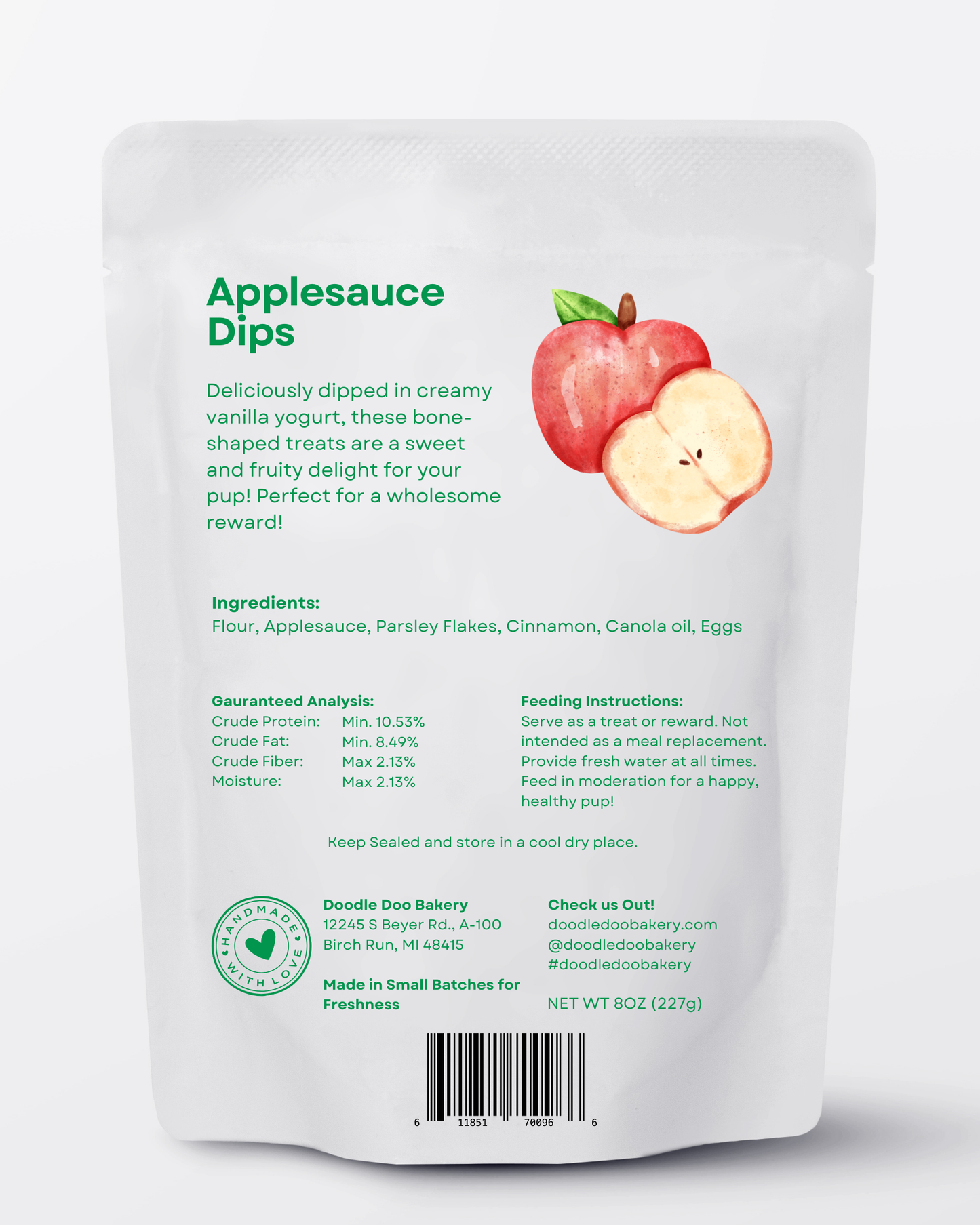 Homemade Dog Treats - ๐ Applesauce Dips Treat 1/2lb ๐ฆ