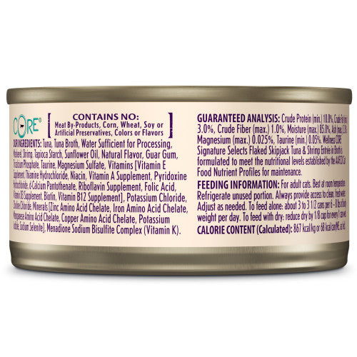 Wellness Core Adult Signature Select Flaked Skipjack Tuna and Shrimp Entree Wet Cat Food