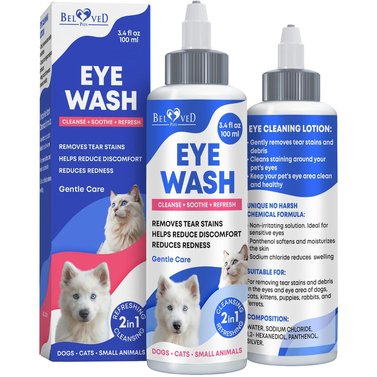 Cat & Dog Eye Wash Drops Tear Stain Remover & Cleaner