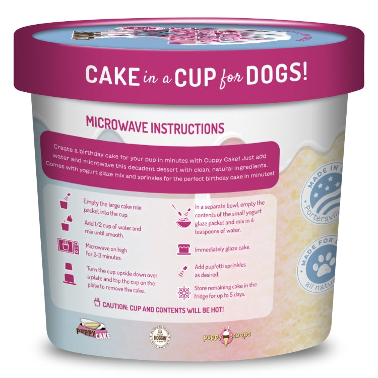 Cuppy Cake - Microwave Cake in A Cup for Dogs - Birthday Cake Flavored with Pupfetti Sprinkles