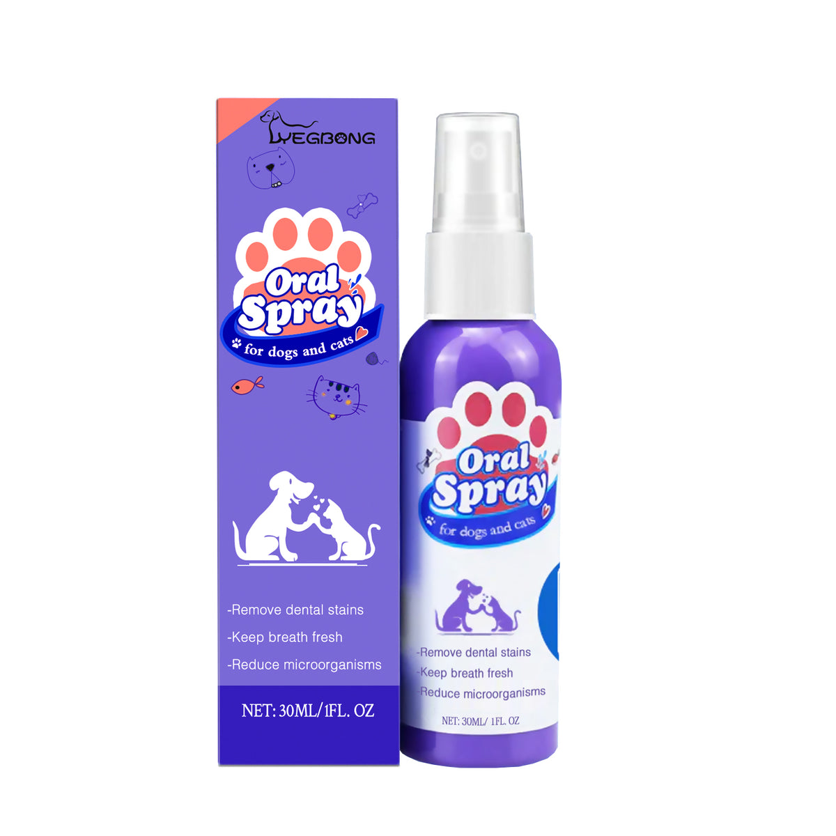 Yegbong Tooth Cleaning Spray For Cats And Dogs, Remove Tooth Stains Fresh Breath Pets Oral Care Spray