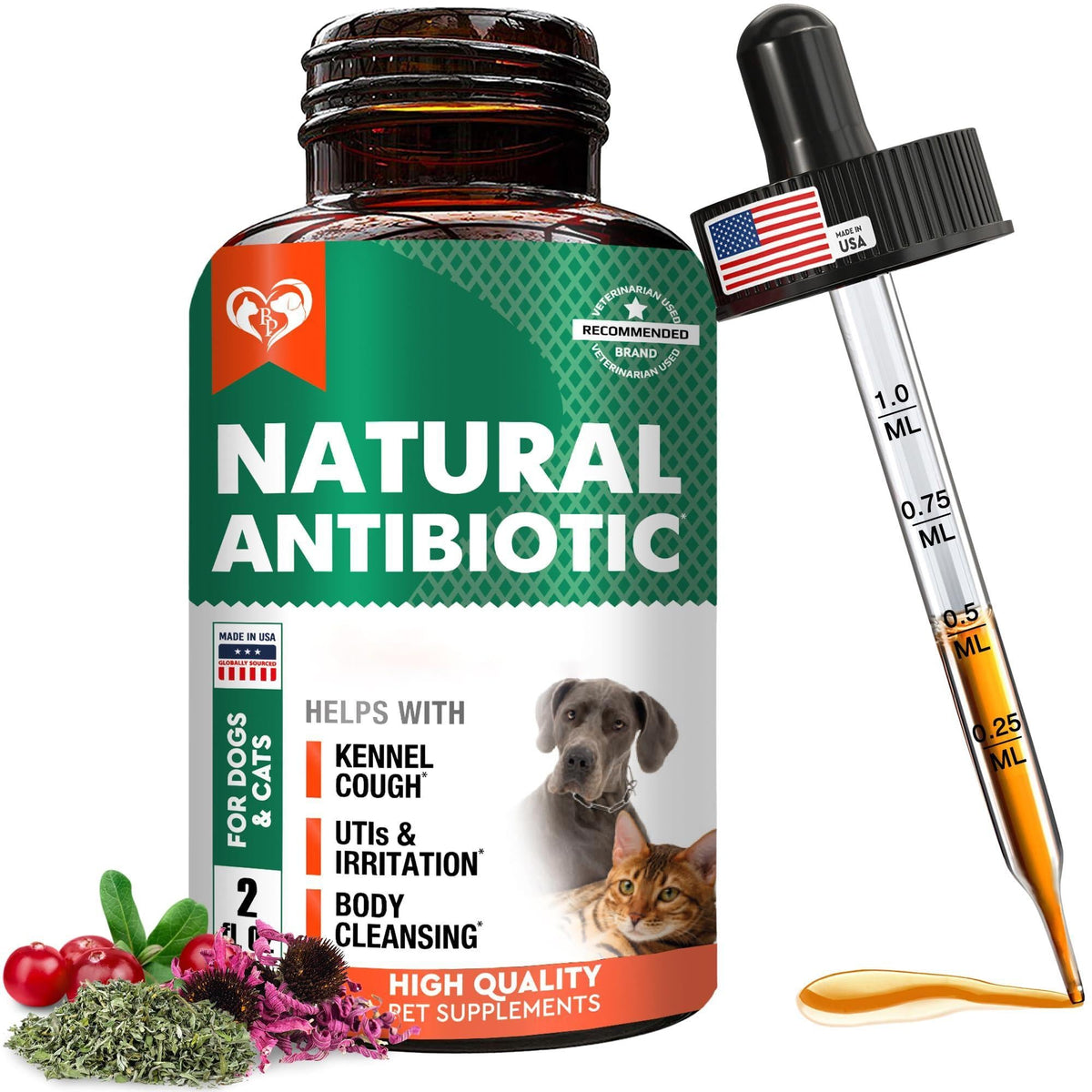 Herbal Immune Supplement for Cats & Dogs Kennel Cough & UTI Support Cranberry