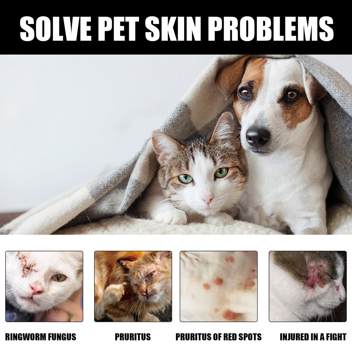 Yegbong Cat Ringworm Spray, Pet Cats Anti-Mite Cat Moss Care Skin External Use Anti-Itch Spray