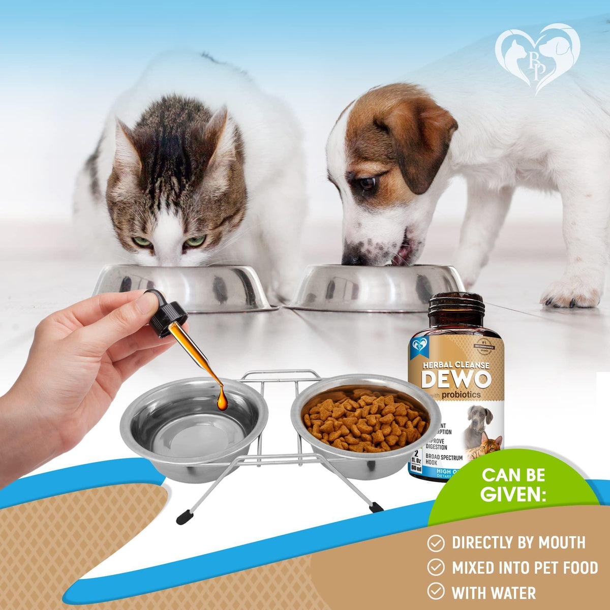 Worm Treatment for Cats & Dogs Liquid Herbal Supplement with Probiotic