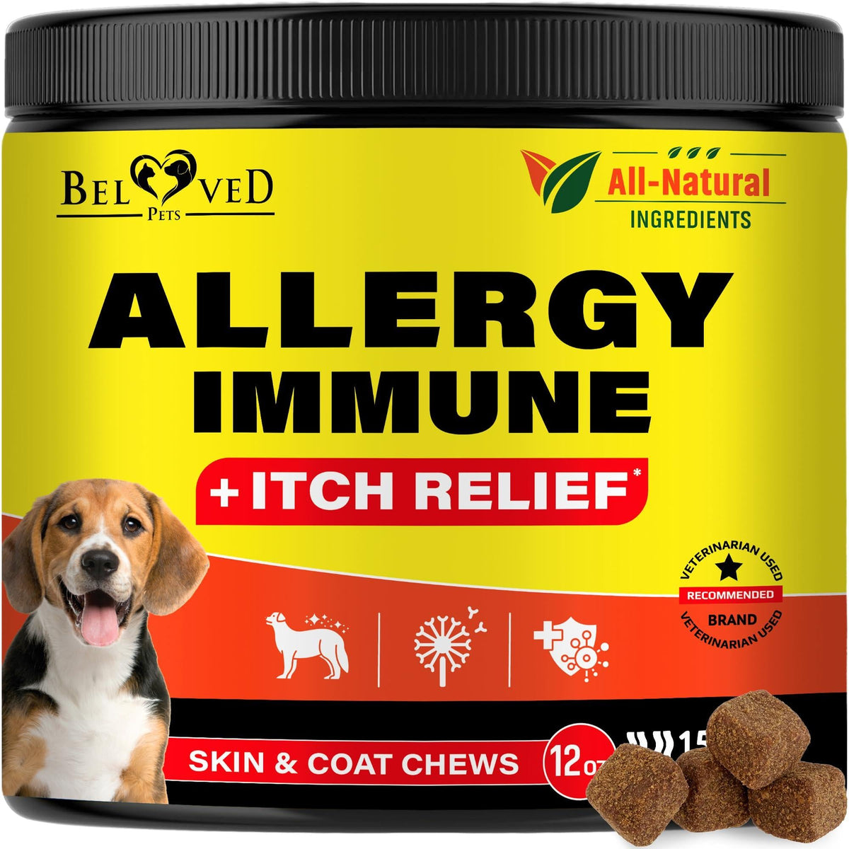 Dog Allergy Relief Chews Anti-Itch Hot Spots Omega-3