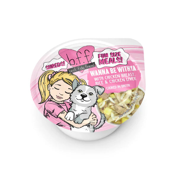BFF Wanna Be Withya Chicken Breast, Rice and Chicken Liver Shredded Wet Dog Food (2.7oz)