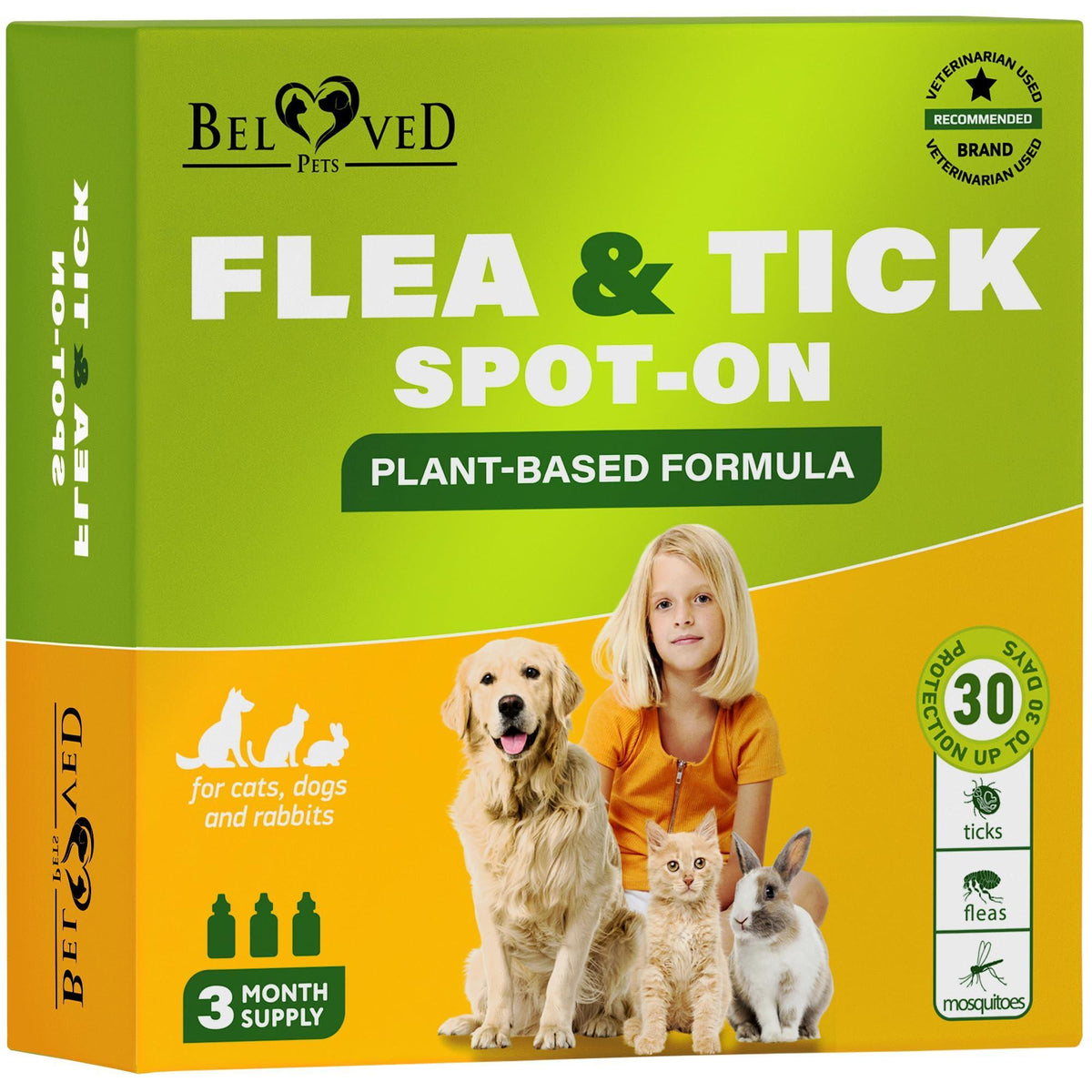 Topical Flea & Tick Drops for Dogs Cats & Rabbits Mosquito Repellent