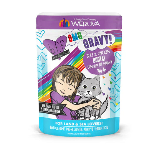 BFF OMG Adult Booya Beef and Chicken Wet Cat Pouch (2.8oz)