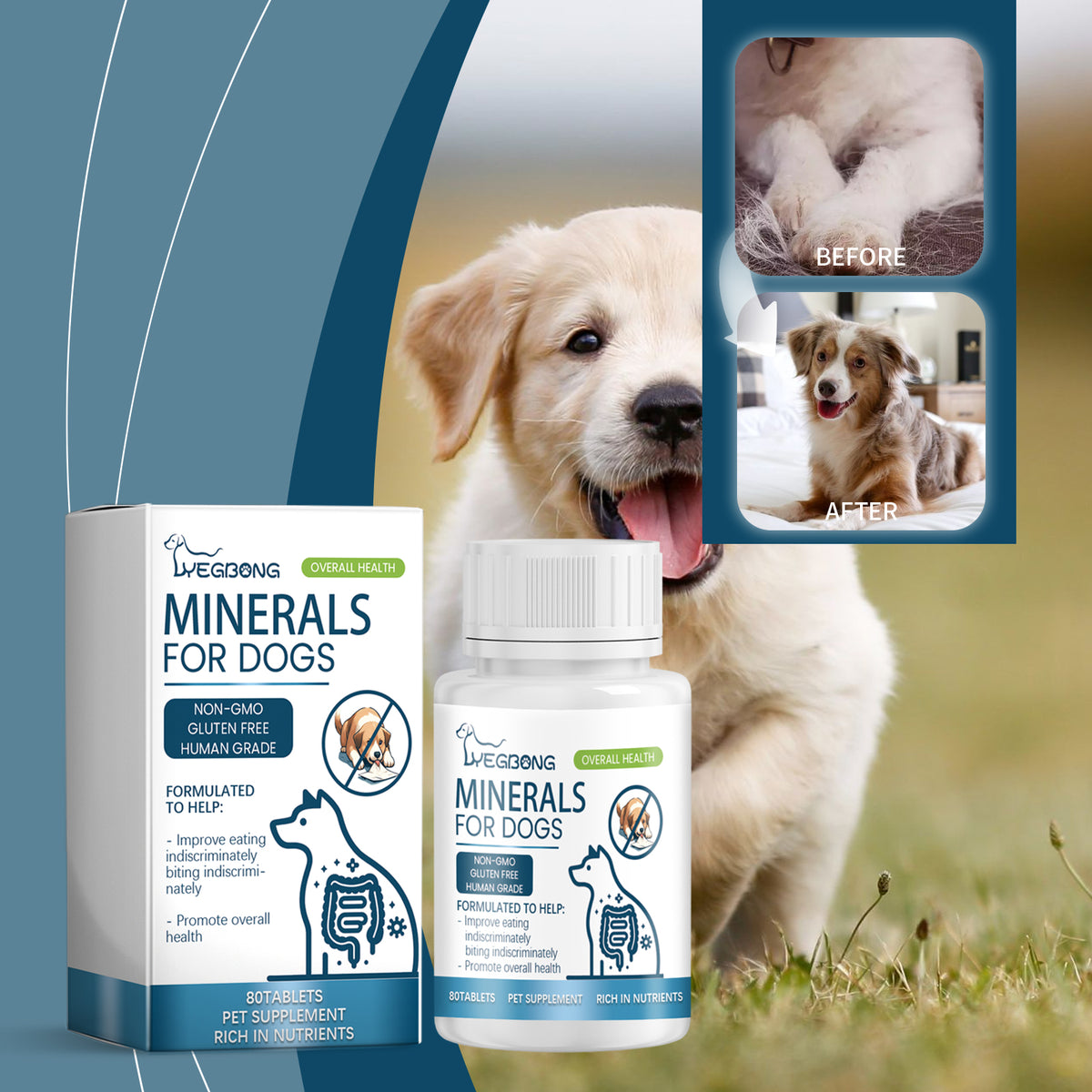 Yegbong Minerals For Dogs, Support Nerves And Promote Overall Health With Calcium And Magnesium Supplements