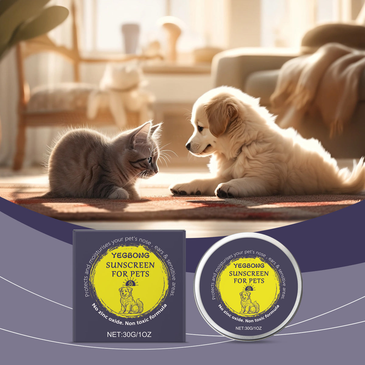 Yegbong Pet Protective Cream, Gentle Ingredients That Soothe, Care For And Clean Your Pet's Skin. It Is Suitable For Daily Use By Cats And Dogs