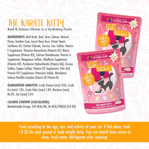 Cats in the Kitchen Paté The Karate Kitty Beef & Salmon Dinner in a Hydrating Purée (3oz)