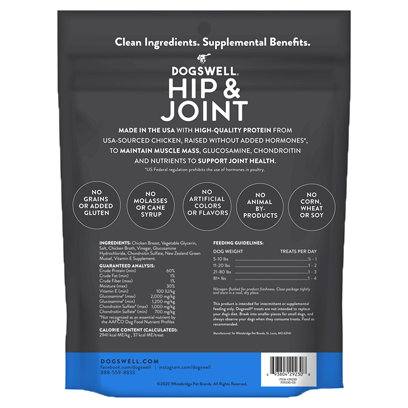 Dogswell Hip & Joint Jerky Treats, Chicken Breast (12oz)
