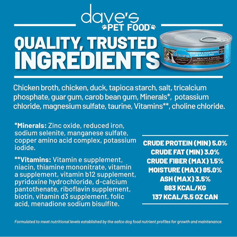 Dave's Chicken and Duck recipe in Saucey Pate (5.5oz)