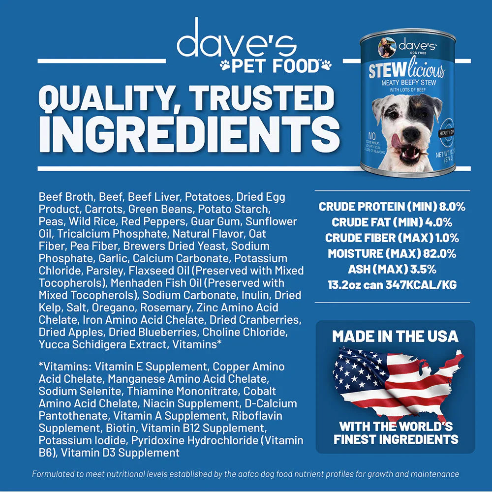 Dave's Stewlicious Meaty Beefy Stew For Dogs (13.2oz)