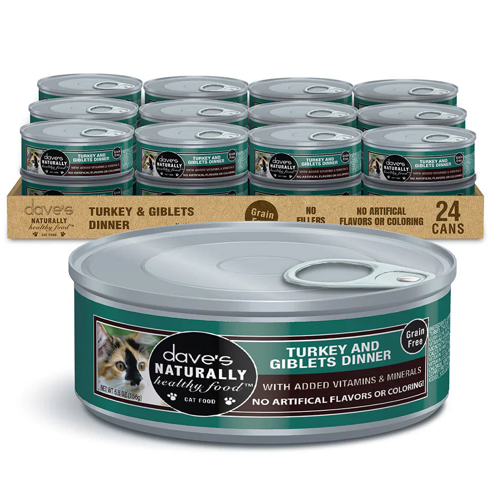 Dave's Naturally Healthy Grain Free Turkey & Giblets Dinner Wet Cat Food (5.5oz)