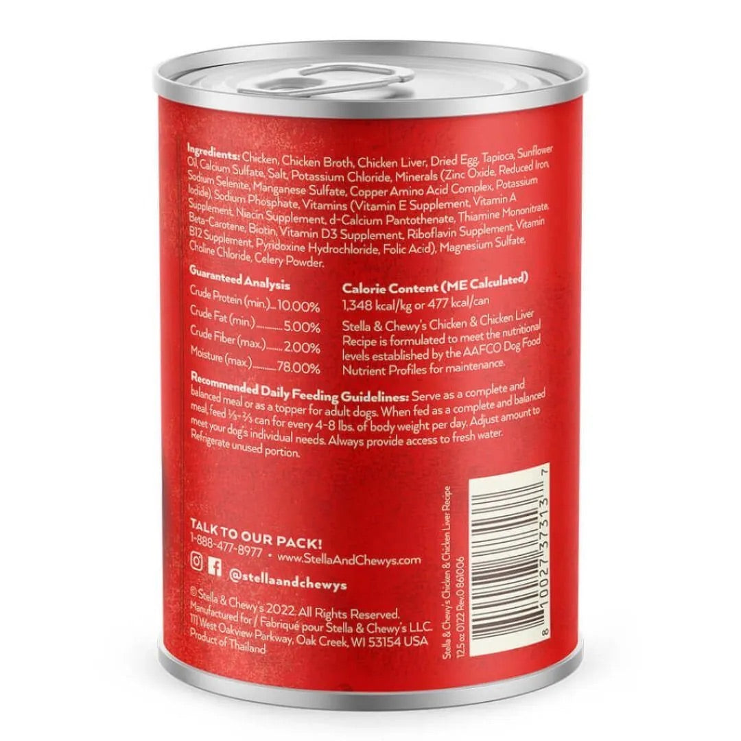 Stella & Chewy’s Gourmet Pate Chicken and Chicken Liver Dog Food (12.5oz)