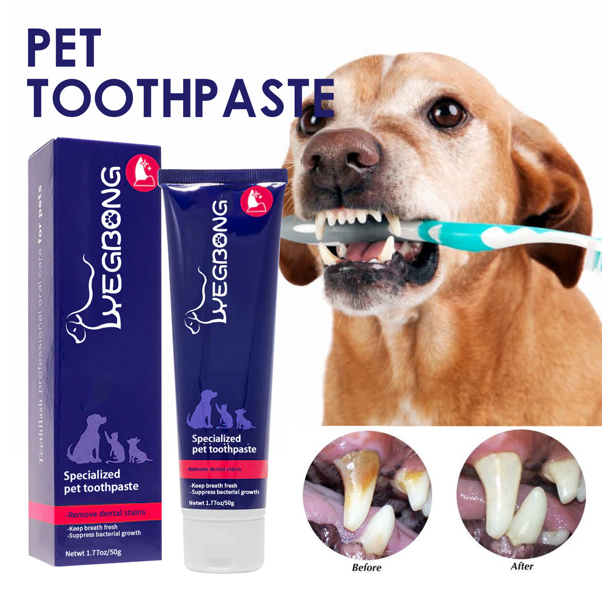 Yegbong Pet Mouth Cleaning Cream, Cats And Dogs Clean Bad Breath Tartar Stains White Teeth Cream