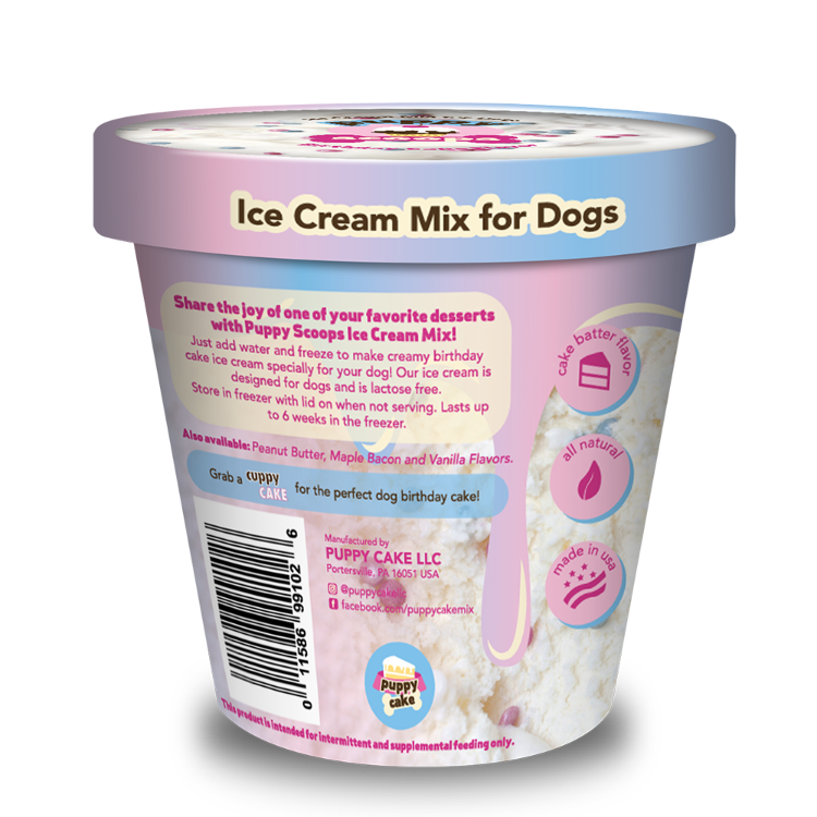 Puppy Scoops Ice Cream Mix - Birthday Cake with Pupfetti Sprinkles, Pint Size, 4.65 oz
