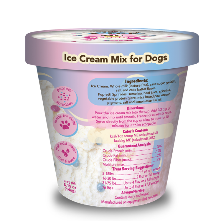 Puppy Scoops Ice Cream Mix - Birthday Cake with Pupfetti Sprinkles, Pint Size, 4.65 oz