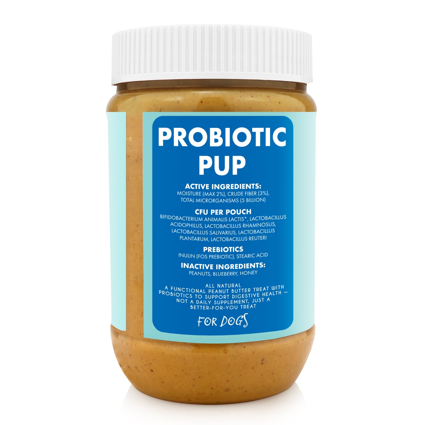 Bow-Wow Blueberry BUDDY BUDDER (prebiotic + probiotic)- 100% natural Dog Peanut Butter, Made in USA 17oz jar
