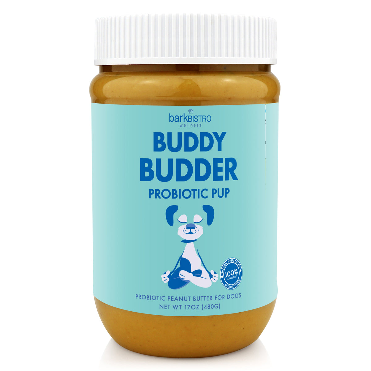 Bow-Wow Blueberry BUDDY BUDDER (prebiotic + probiotic)- 100% natural Dog Peanut Butter, Made in USA 17oz jar