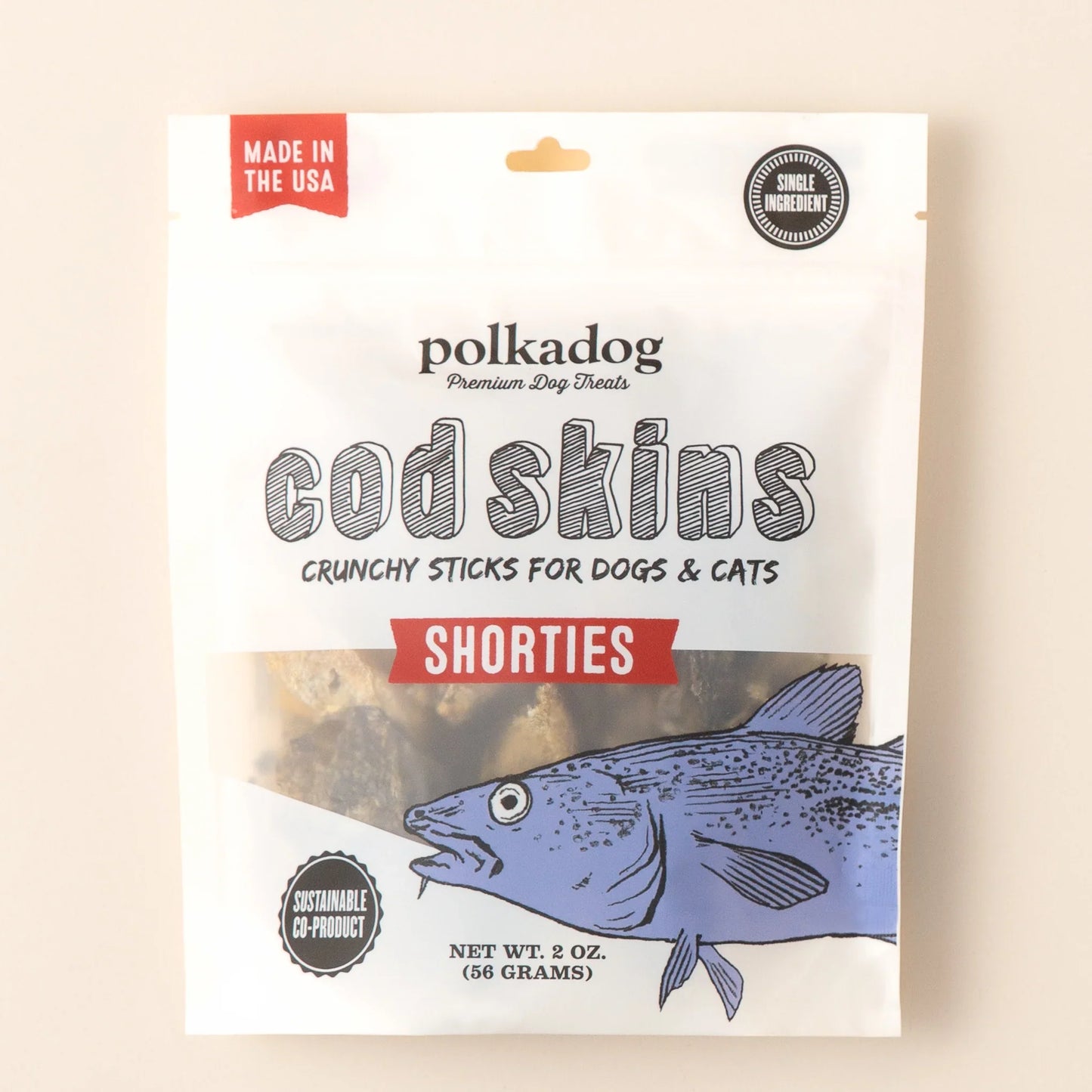 Polkadog Cod Skin Jerky Shorties (2oz)