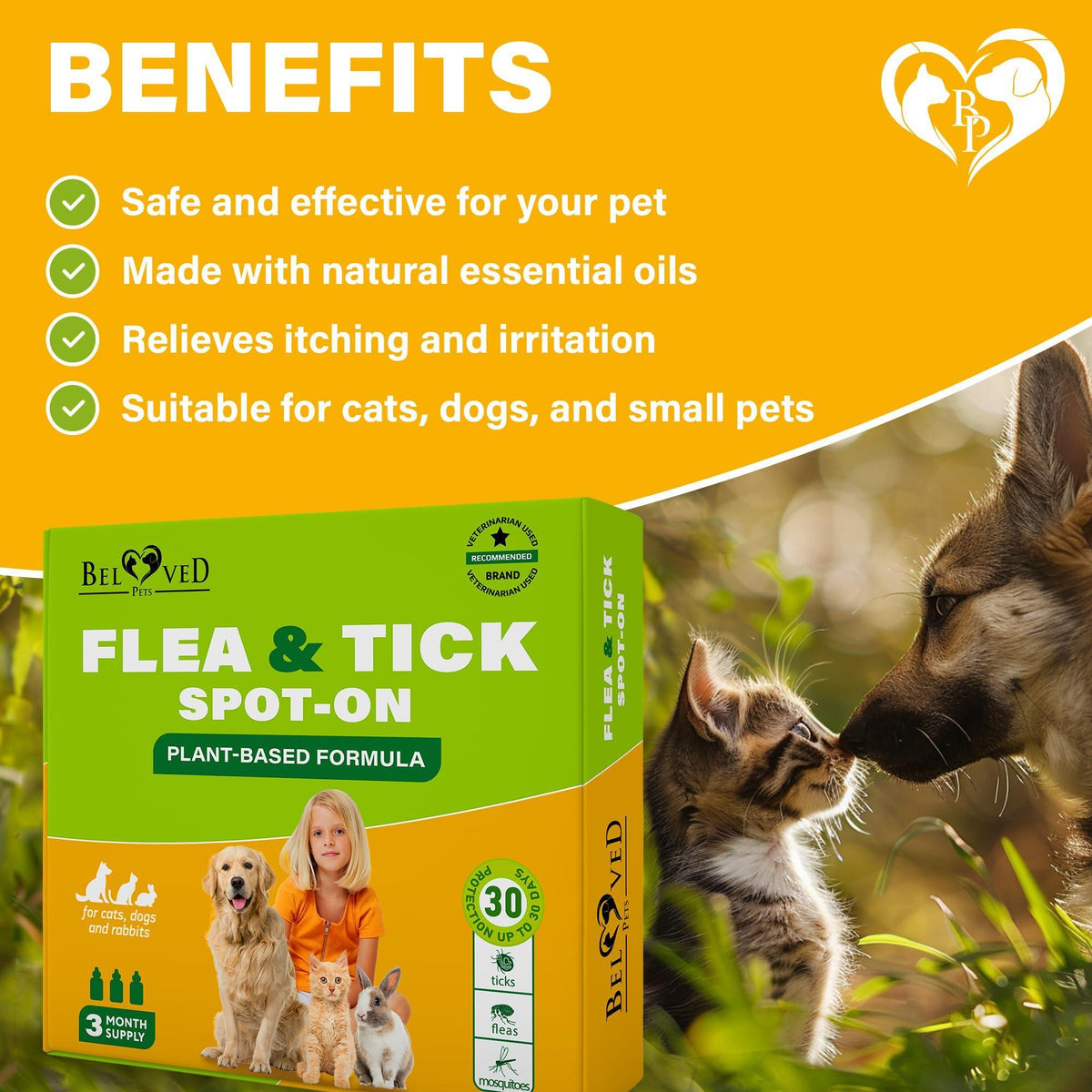 Topical Flea & Tick Drops for Dogs Cats & Rabbits Mosquito Repellent