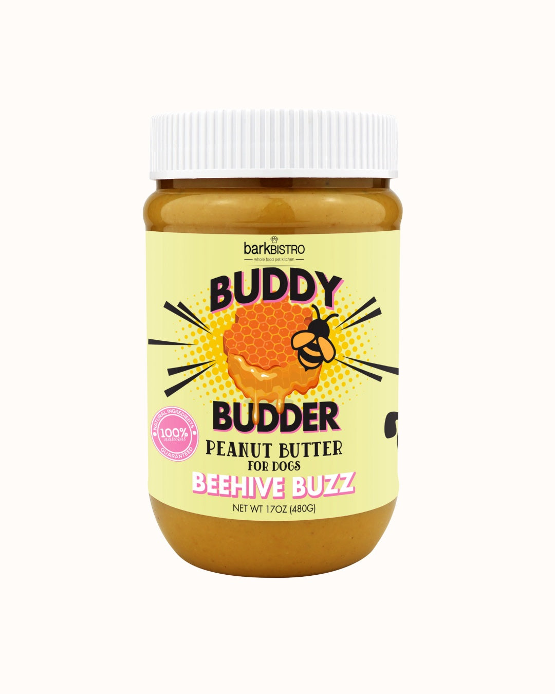 BEEHIVE BUZZ BUDDY BUDDER - 100% natural Dog Peanut Butter, Made in USA 17oz jar