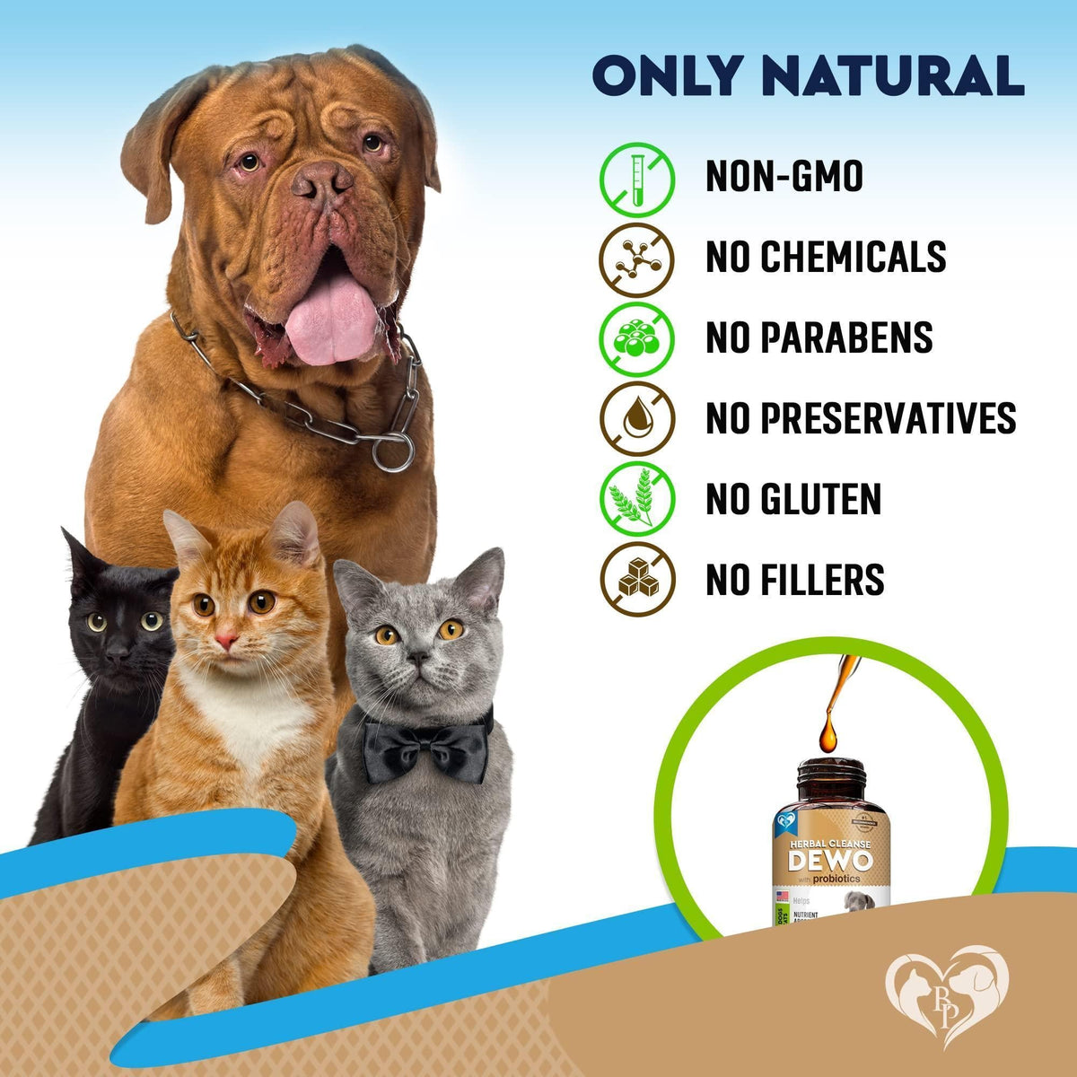 Worm Treatment for Cats & Dogs Liquid Herbal Supplement with Probiotic