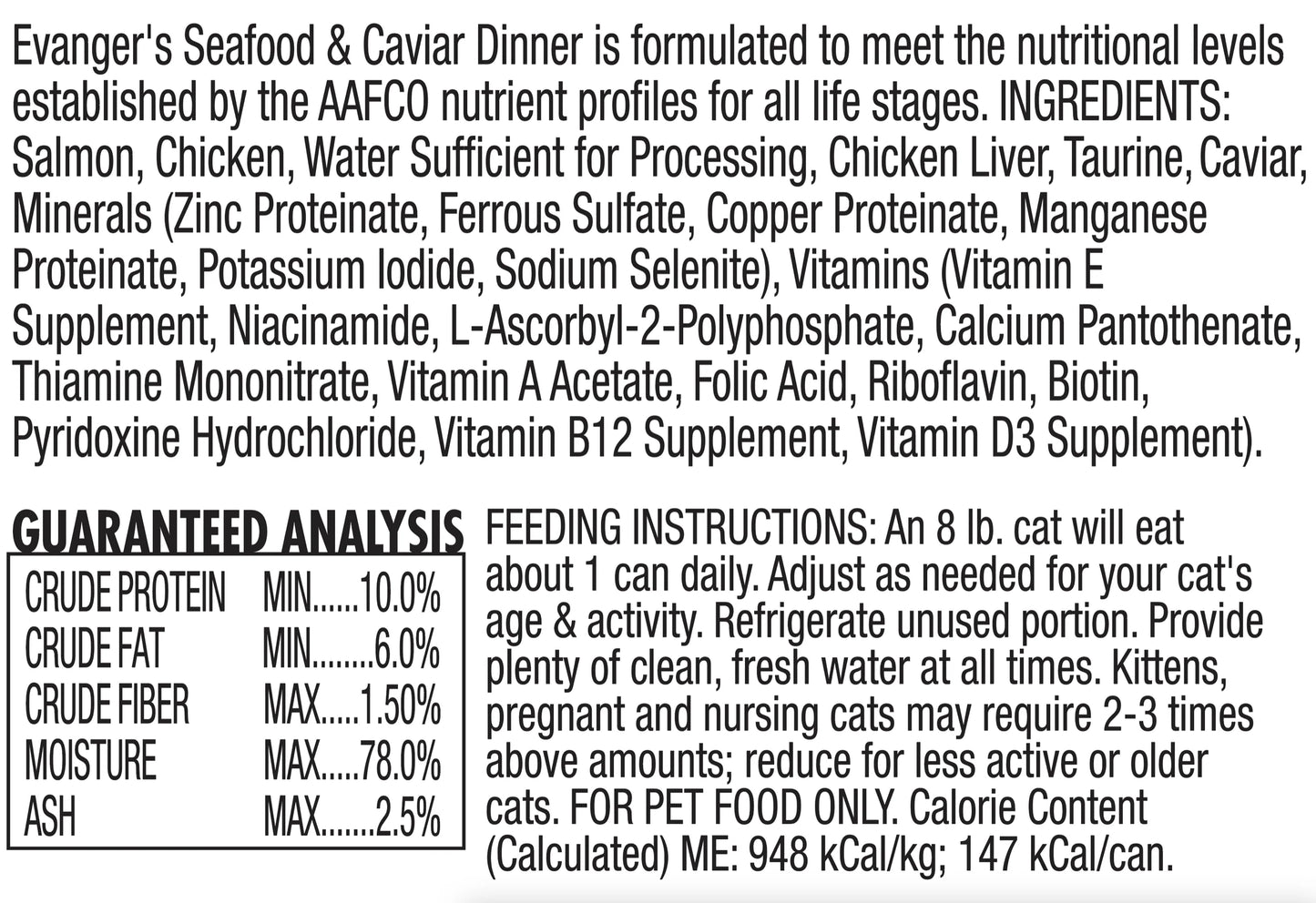 Evanger's All Life Stages Super Premium Seafood & Caviar Dinner Wet Cat Food (5.5oz)