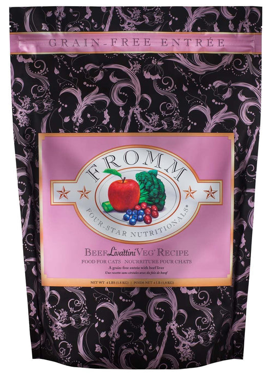Fromm 4 Star Adult Grain-Free Beef Livattini Veg Dry Cat Food (4lb)