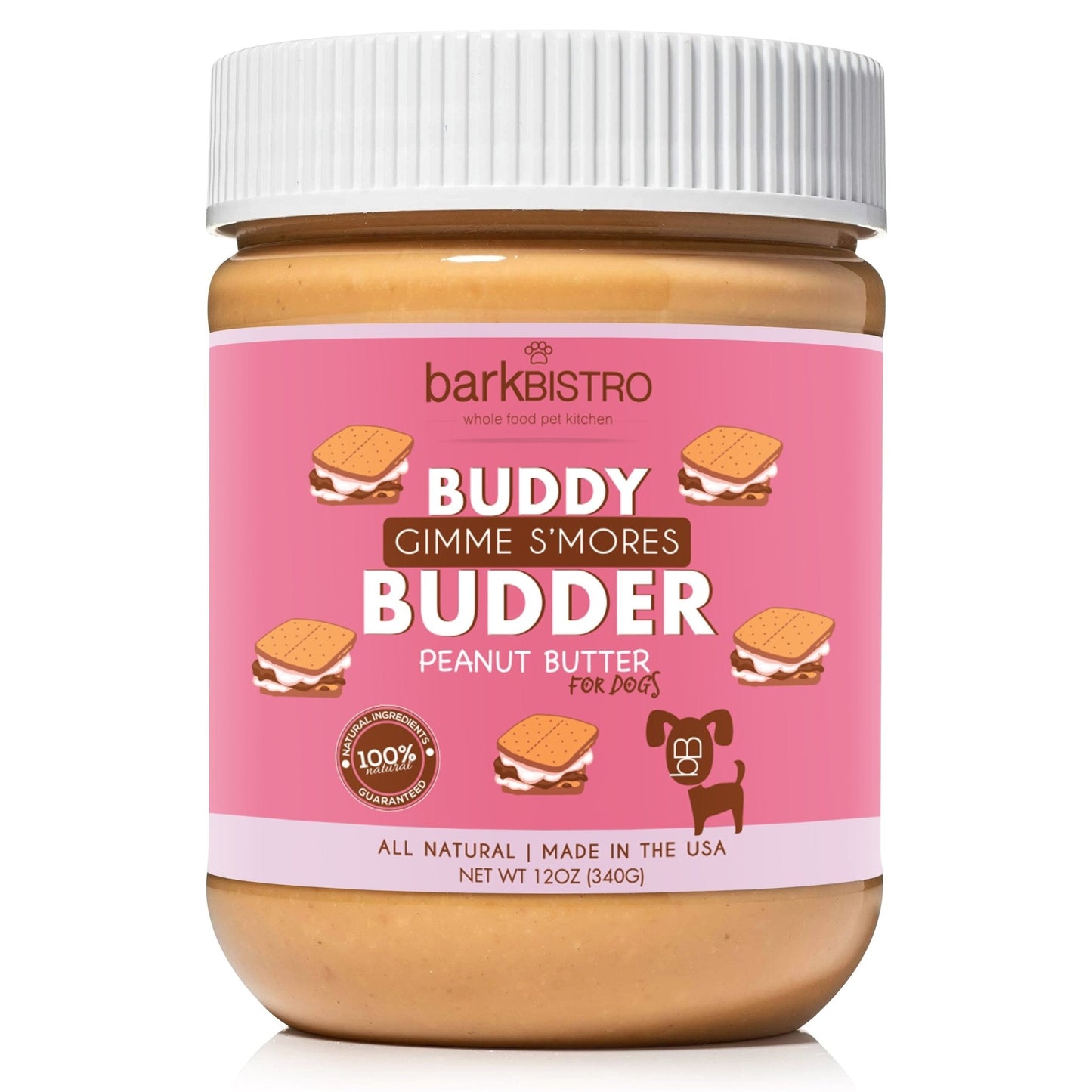Gimme S'mores Buddy Budder - 100% all natural dog peanut butter, Made in USA
