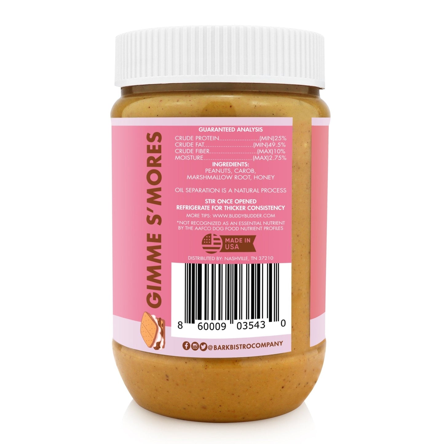 Gimme S'mores Buddy Budder - 100% all natural dog peanut butter, Made in USA